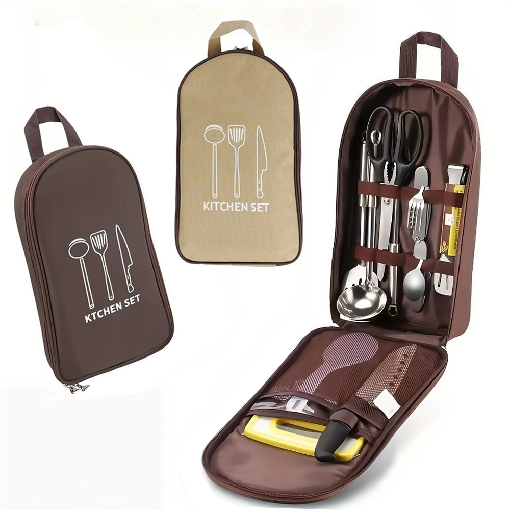 Camping Cooking Utensil Organizer - Portable Outdoor Cook Bag Camping Storage