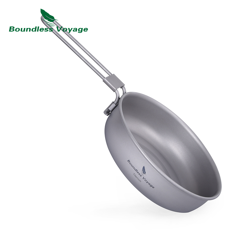Camping Cooking Wok - Boundless Voyage Ultra-light Titanium Frying Pan