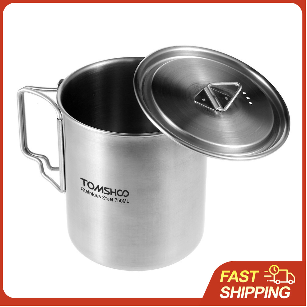 Camping Cooking Mesh - TOMSHOO 750ml Stainless Steel Pot Portable