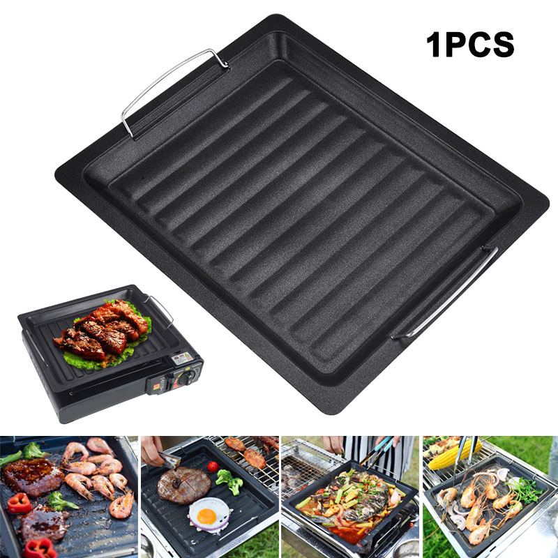 Camping Cooking Wok - Outdoors Thick Square Grill Pan With