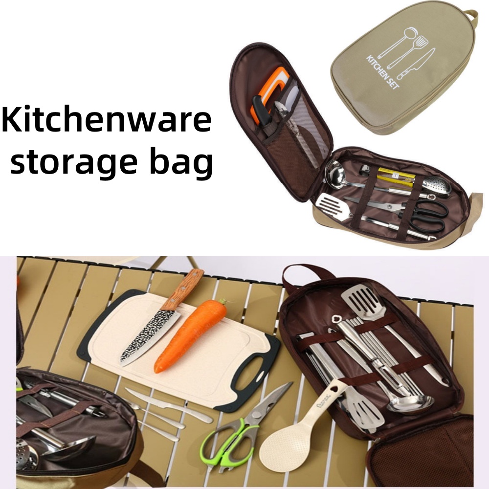 Camping Cooking Utensil Organizer - Portable Outdoor Cooking Bag Camping Utensil