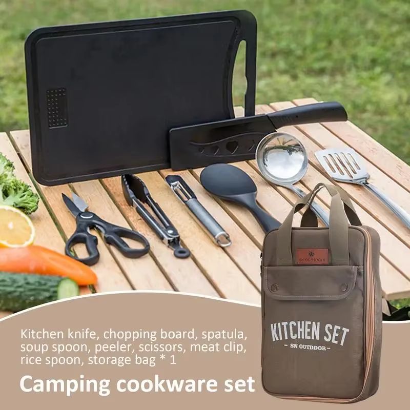 8pcs Camping Kitchen Cookware  - Camping Cooking Utensil Organizer review and price