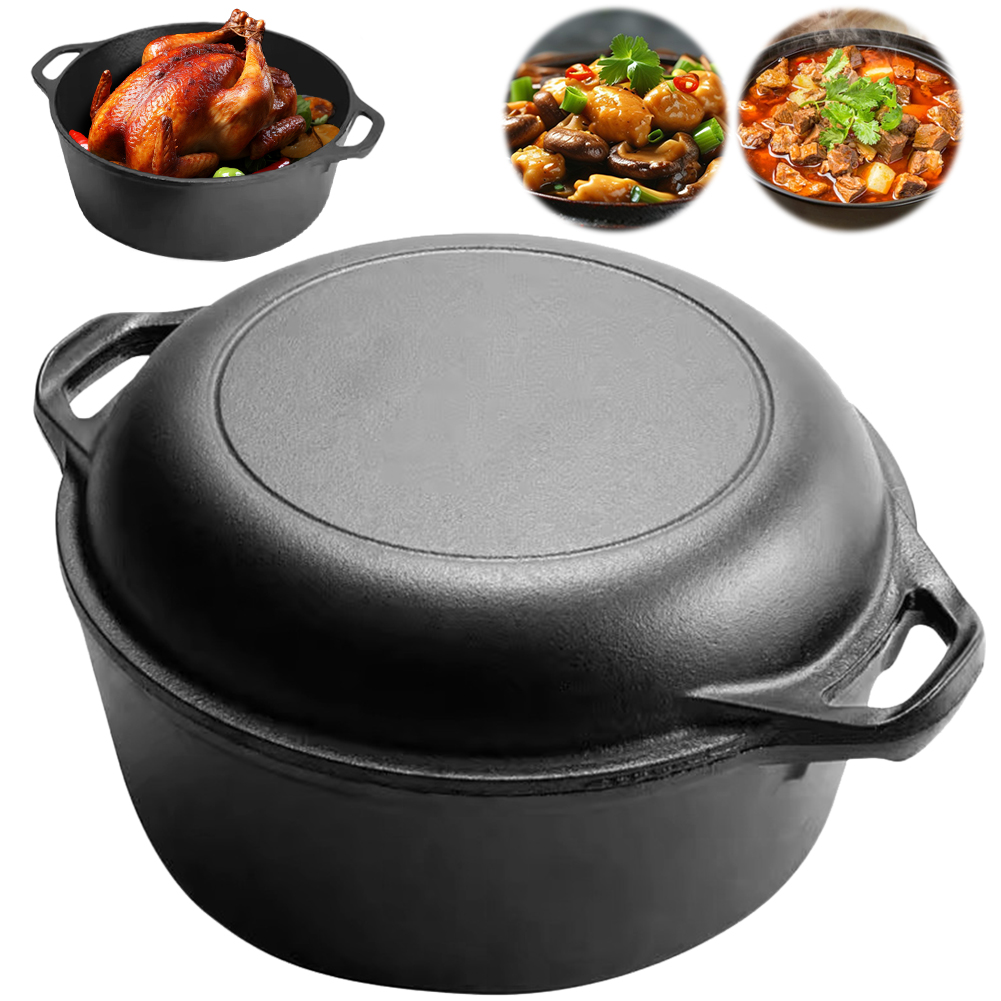 2 in 1 Cast Iron Dutch Oven Po - Camping Cooking Wok review and price