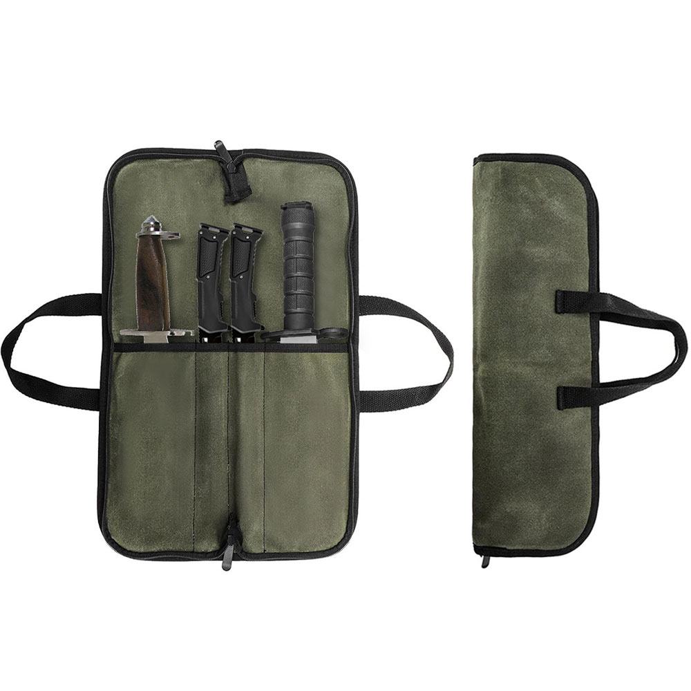 Waxed Canvas Knife Roll Bag Mu - Camping Cooking Gadgets review and price