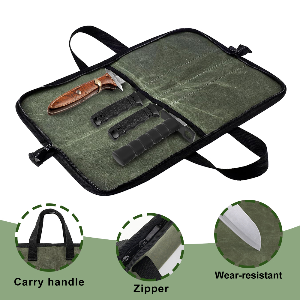 Waxed Canvas Knife Roll Bag Mu - Camping Cooking Gadgets review and price