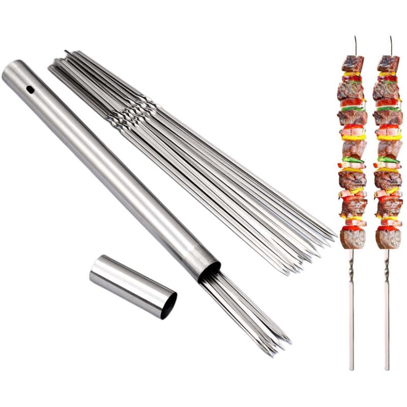 Stainless Steel Barbecue Skewe - Camping Cooking Youtube review and price