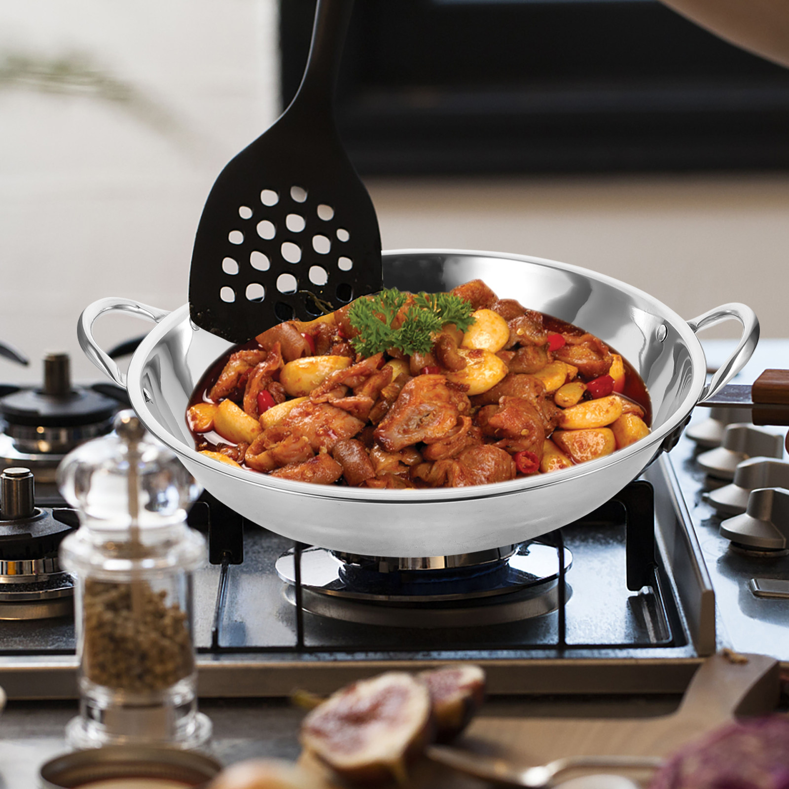 Double Handle Stainless Steel  - Camping Cooking Wok review and price