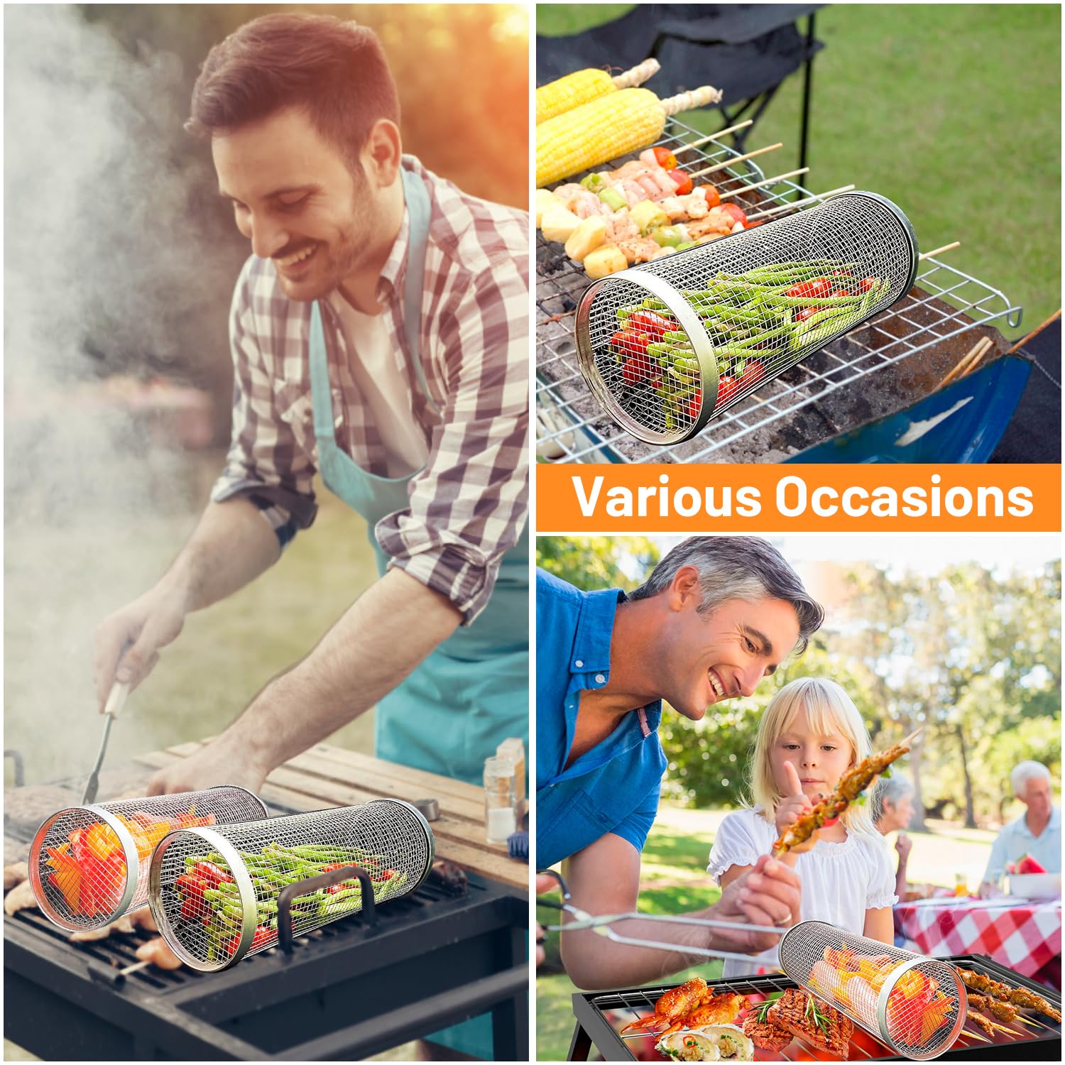 2 Pieces Rolling Grilling Bask - Camping Cooking Youtube review and price