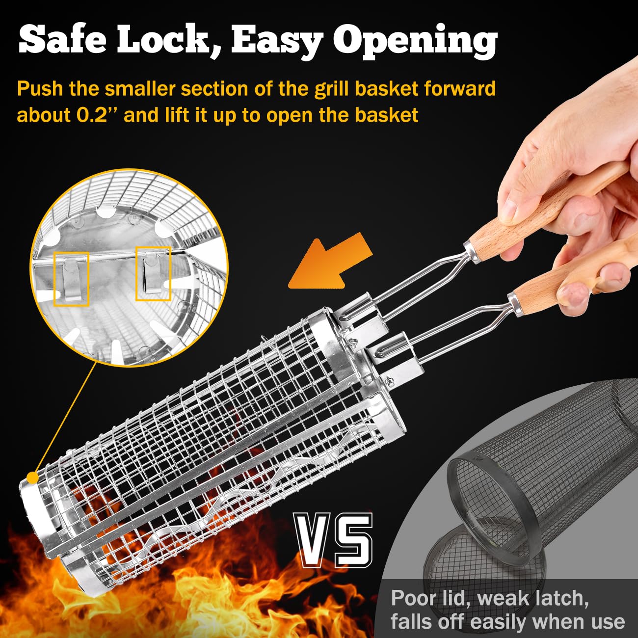 BUYYES Rolling Grill Basket BB - Camping Cooking Youtube review and price
